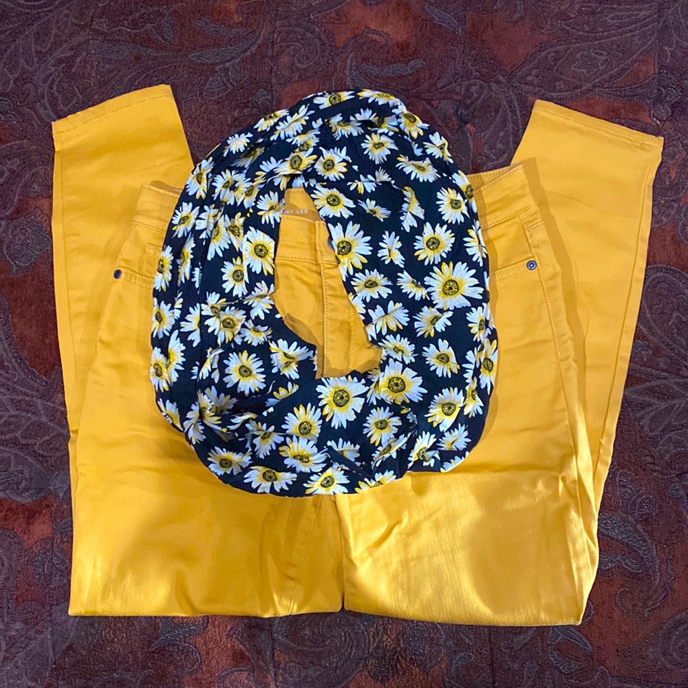 St. John’s Bay Skinny Ankle Jeans with  infinity scarf